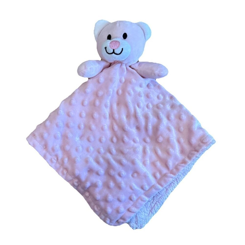 Little Beginnings Baby Bear Plush Lovey Pink 15" Minky Security